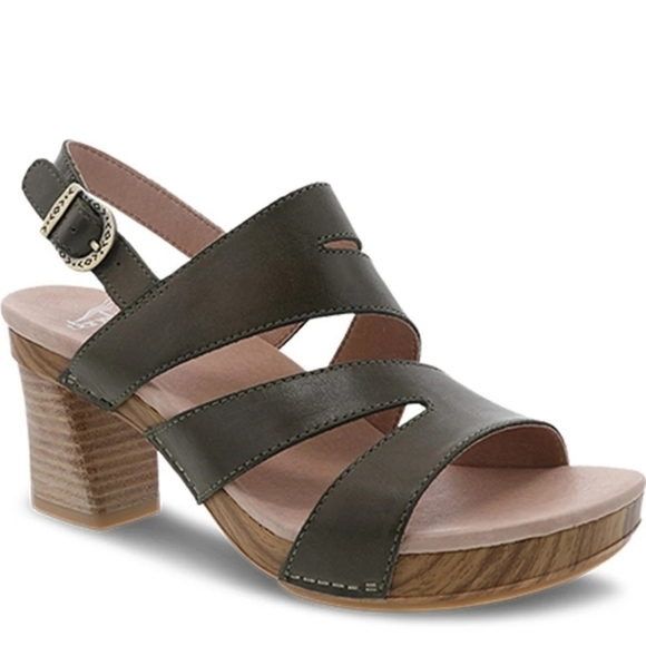 Dansko Professional Olive Green Leather Strappy Jesus Chunky Heel Sandals 39 - Picture 9 of 9